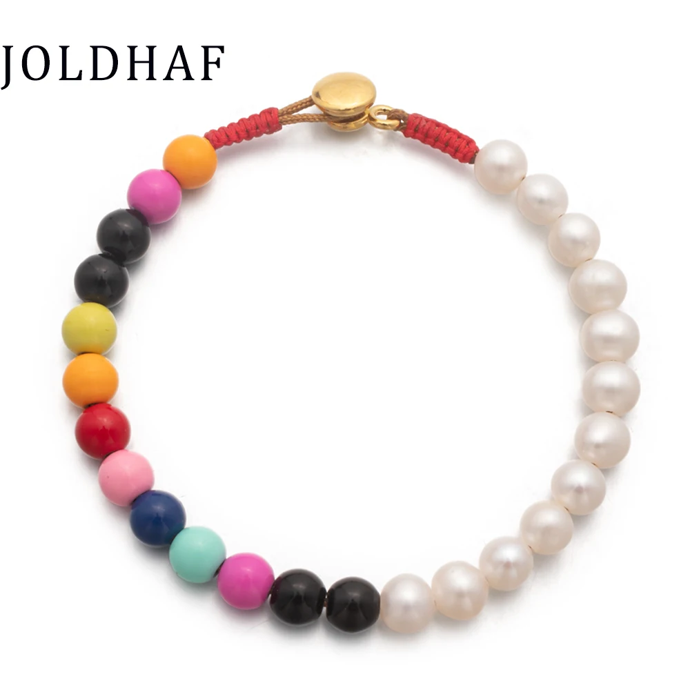 

New Design Colorful Beads Bracelets Pearl Charms Round Beads Bracelets Bohemian Handmade Rainbow Jewelry
