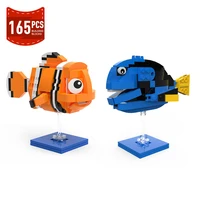 moc animals findinged nemoed doryed clownfish building blocks cartoon anime figures creative cute puzzle toys for children gifts
