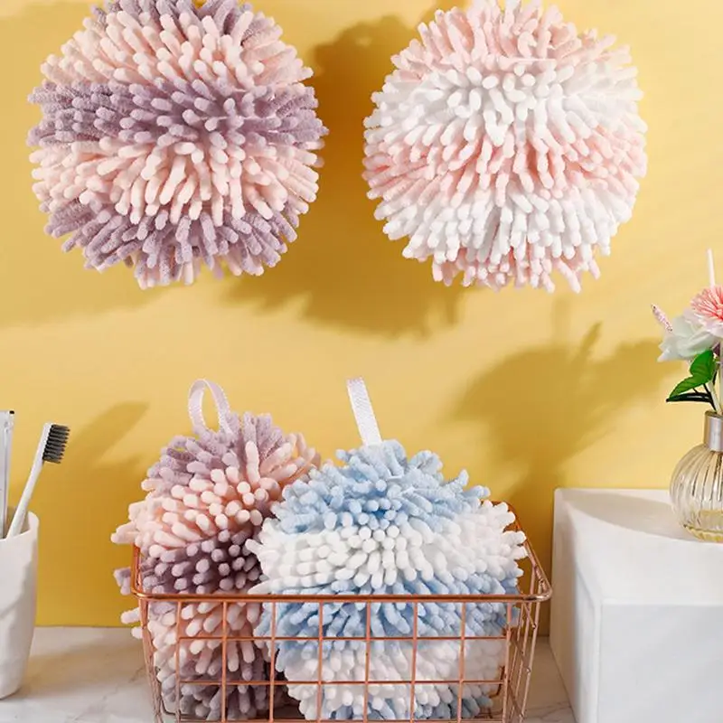 

Chenille Hand Towel Cute Soft Hanging Hand Towels Absorbent Kitchen Bathroom Microfiber Towel Ball Fast Drying Cloths