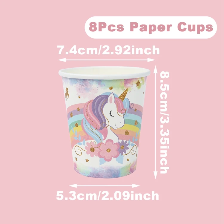 

Радужные бумажные тарелки с единорогом FENGRISE