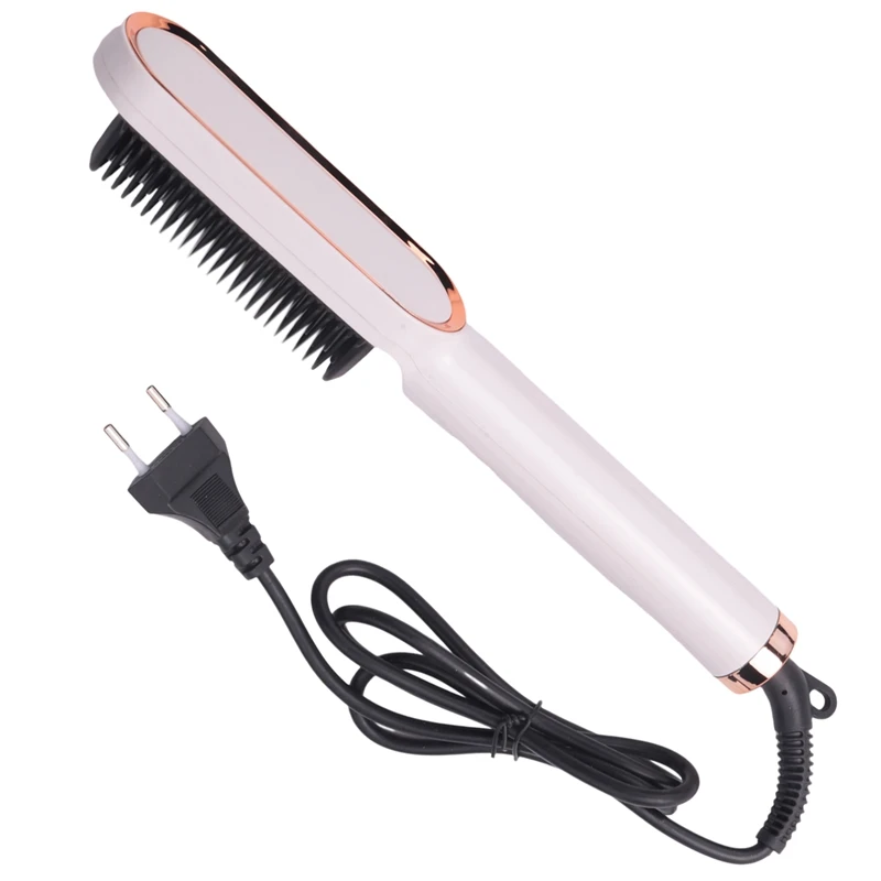 

PTC Heating Hair Straightener Curler Brush Hair Electric Hair Comb Brush Straight Curler Beard Brush EU Plug