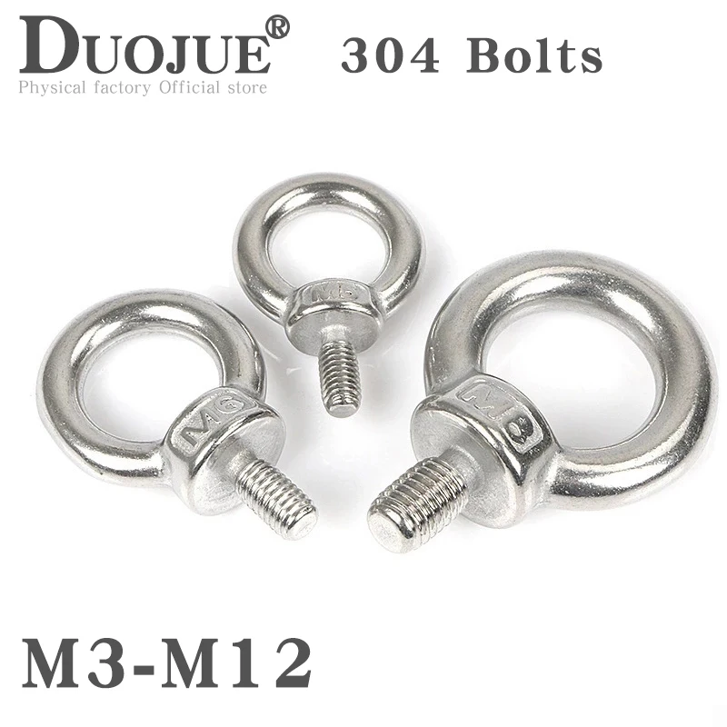 

304 Stainless Steel Lifting Eye Nuts/ Screw Ring Eyebolt Ring Hooking Nut Screws M3 M4 M5 M6 M8 M10 M12