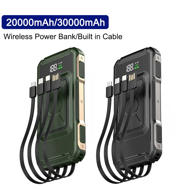 

Power Bank 30000mAh Qi Wireless Powerbank 22.5W QC PD 3.0 Fast Charging Portable Powerbank for iPhone 14 13 12 Pro Huawei Xiaomi