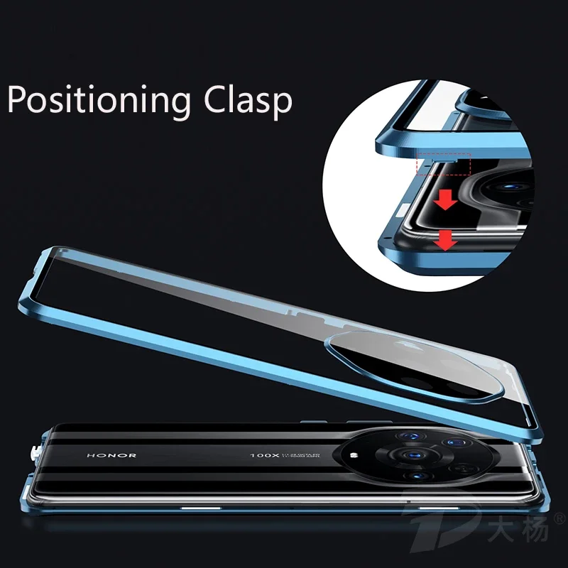 Двустороннее магнитное стекло на 360 ° для Honor Magic 3 4 5 6 Pro Ultimate adormetal Lens Protect Cover