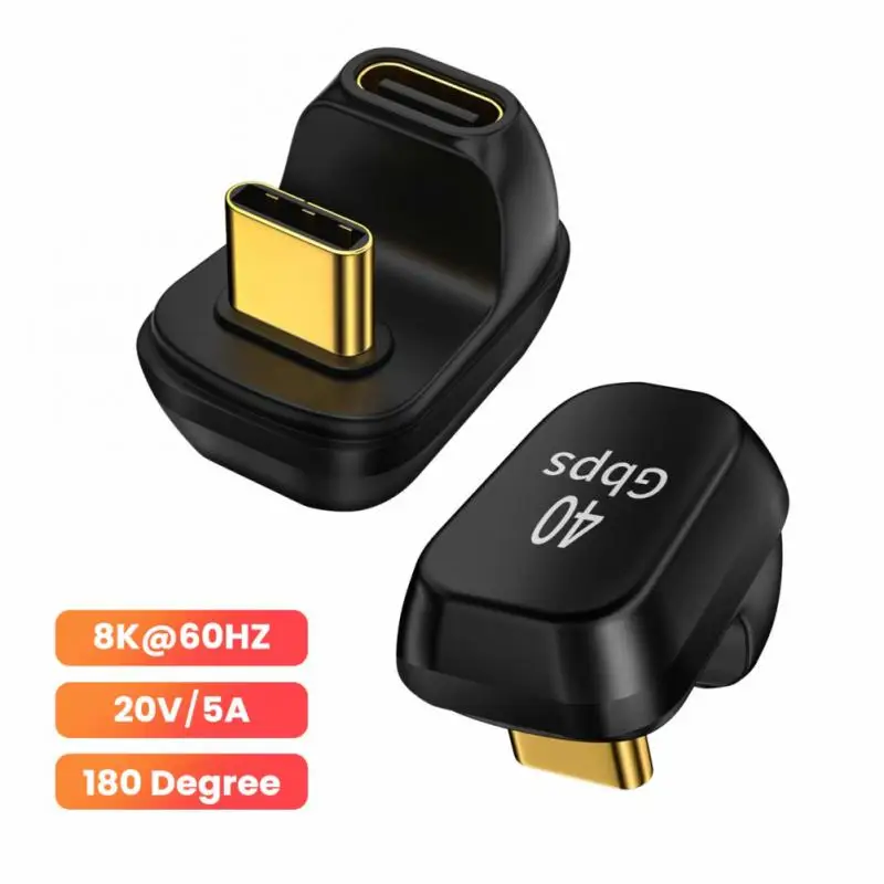 

8k60hz Mini Usb4.0 40gbps Adapter U-shape Portable Fast Charging Converter 100w Type C Data Adapter For Laptop Tablet Phone