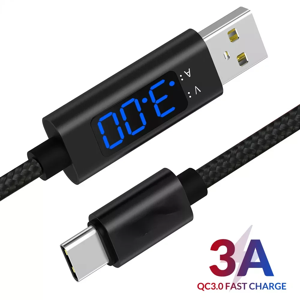 

NEW2023 AC27 Micro USB & USB Type C 3A Fast Charging USB C With Digital Display Mobile