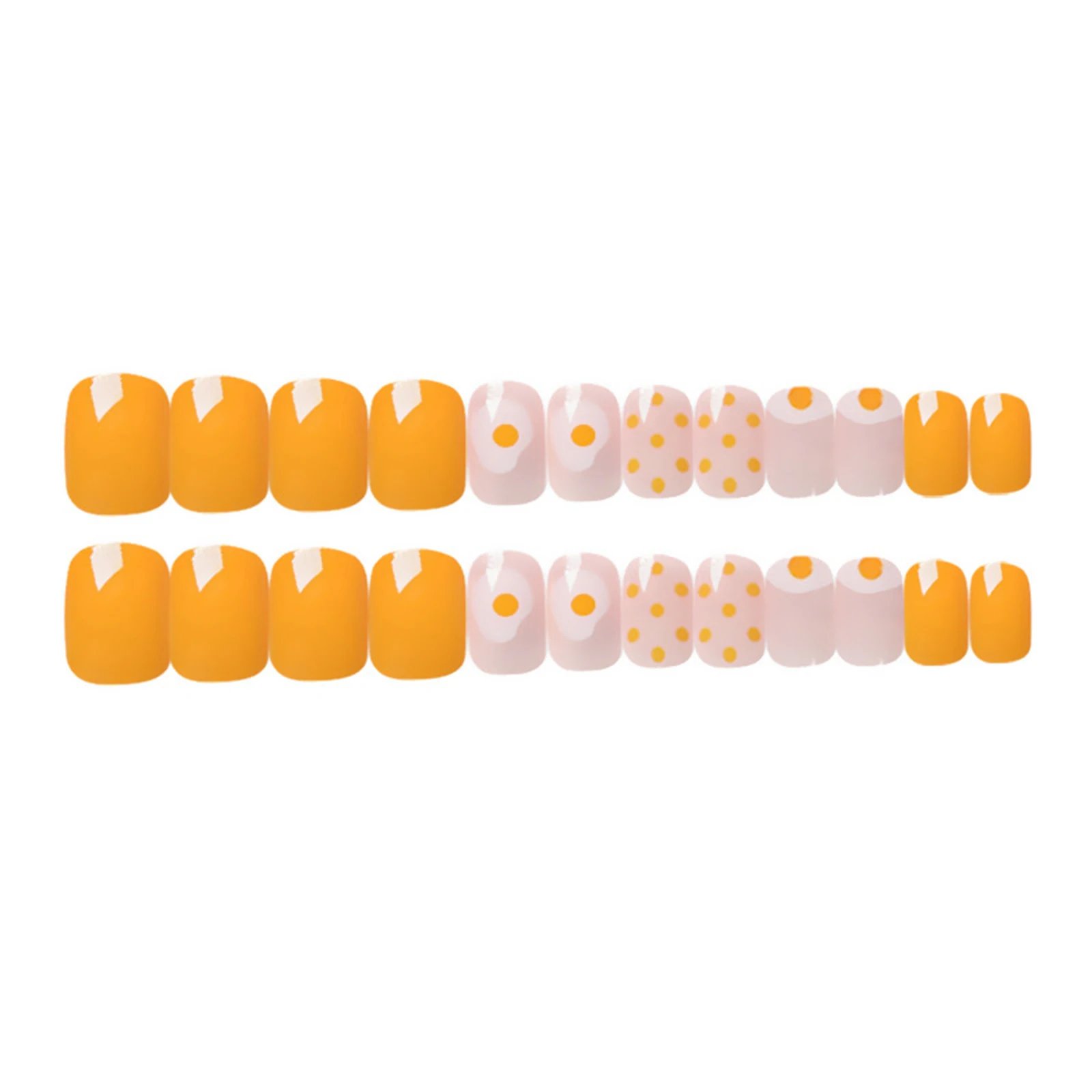 

Fake Nails 24pcs Polkas Dot Poached Egg Shape Wear Short Paragraph Fashion Manicure Patch False Nails Save Time Wearable Nail