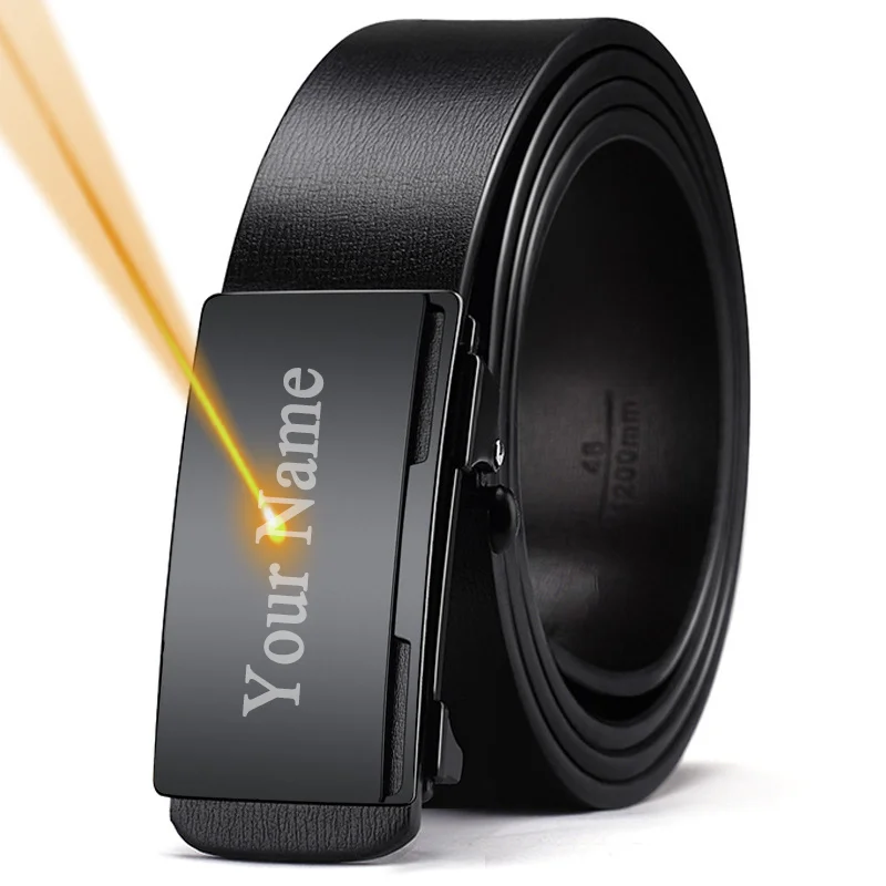 

Personalized Belt for Men Genuine Leather Designer DIY LOGO Custom Laser Buckle Belts Men Gifts Waist Strap Belt Father's Day