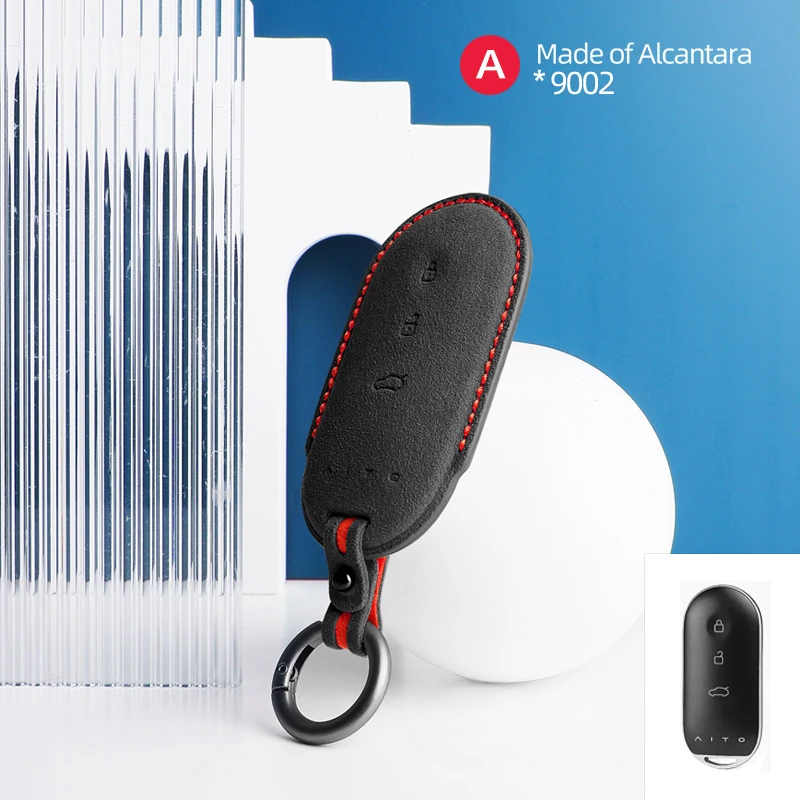 Автомобильный брелок с дистанционным управлением, для Aito M5 M7 M9 2022 2023 2024, 3 кнопки, умный чехол из овчины, оболочка, брелок, аксессуары для интерьера автомобиля