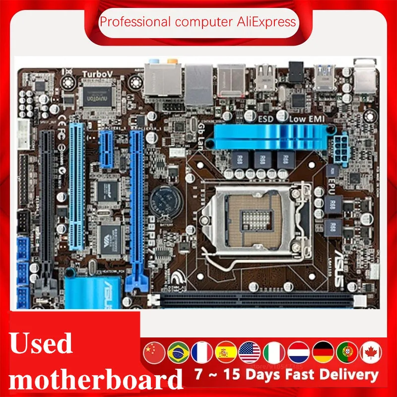 ASUS P8P67-M Компьютерная материнская плата LGA 1155 DDR3 Intel P67 P8P67 Настольная плата Б/У (без теплового экрана) on
