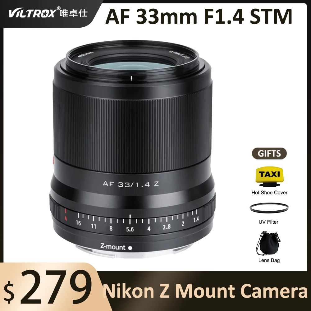 

VILTROX 33 мм F1.4 APS-C AF Автофокус Большая диафрагма фиксированный фокус для Nikon Z беззеркальная камера Z6 Z7 Z6II Z7II Z50 Zfc