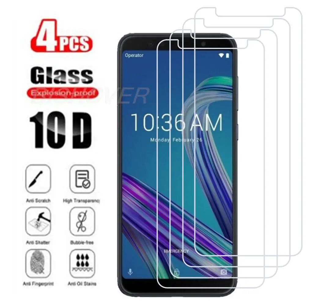 

4PCS Tempered Glass For Asus Zenfone Max Pro M1 ZB602KL Screen Protector 9H Protective Film For Asus ZB601KL On Glass Case
