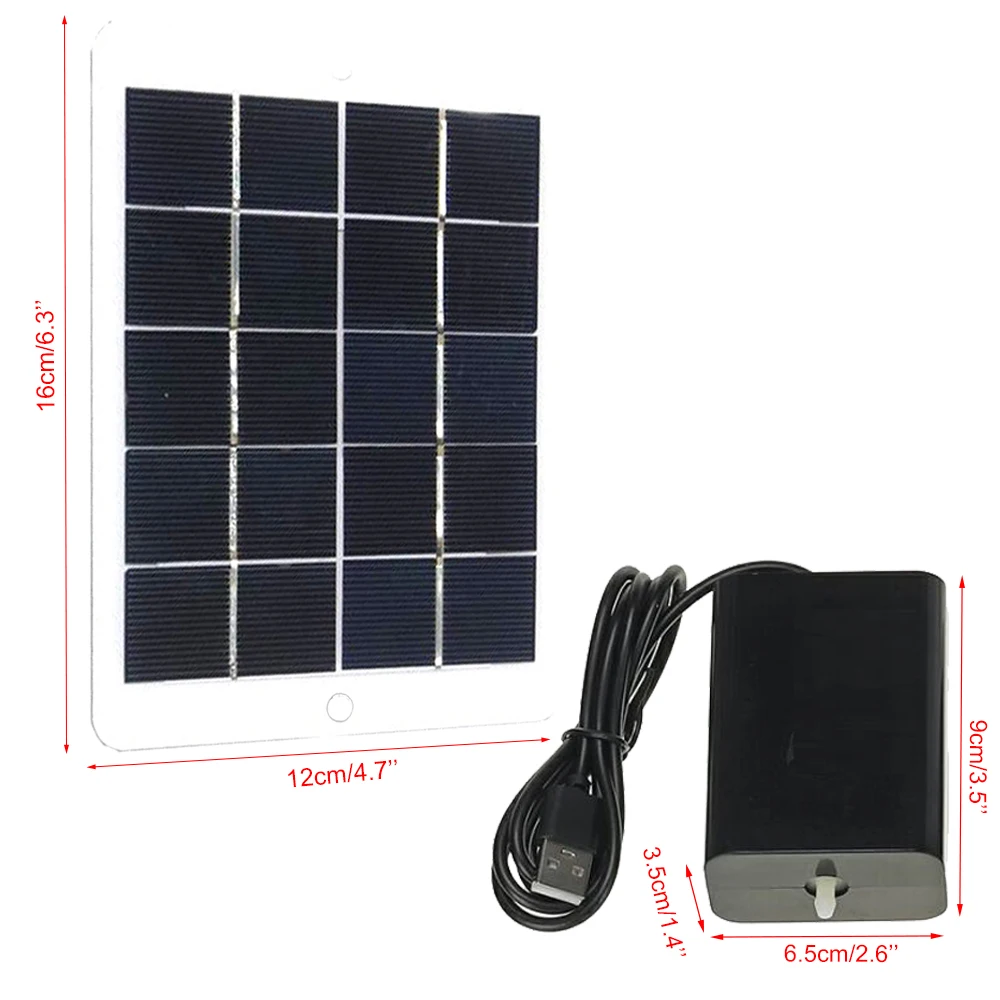 Кислородный насос с солнечной панелью 5 Вт генератор кислорода набор для