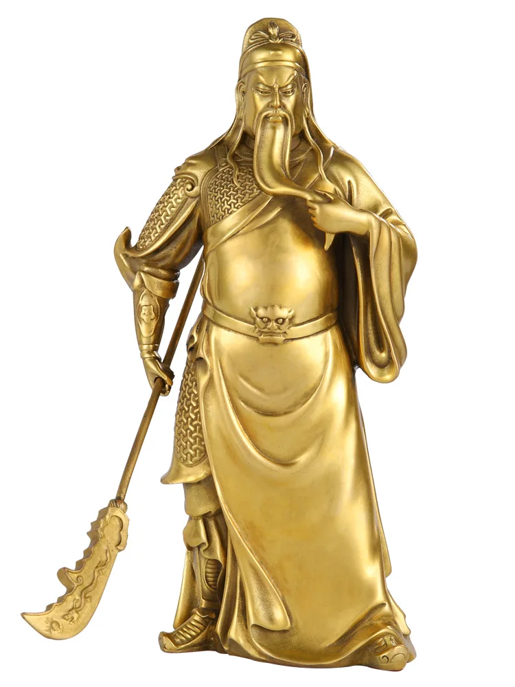 

Pure Copper God of War and Wealth Buddha Statue Living Room Worship Statue Guan Yu Saint of War Guan Gong Potrait