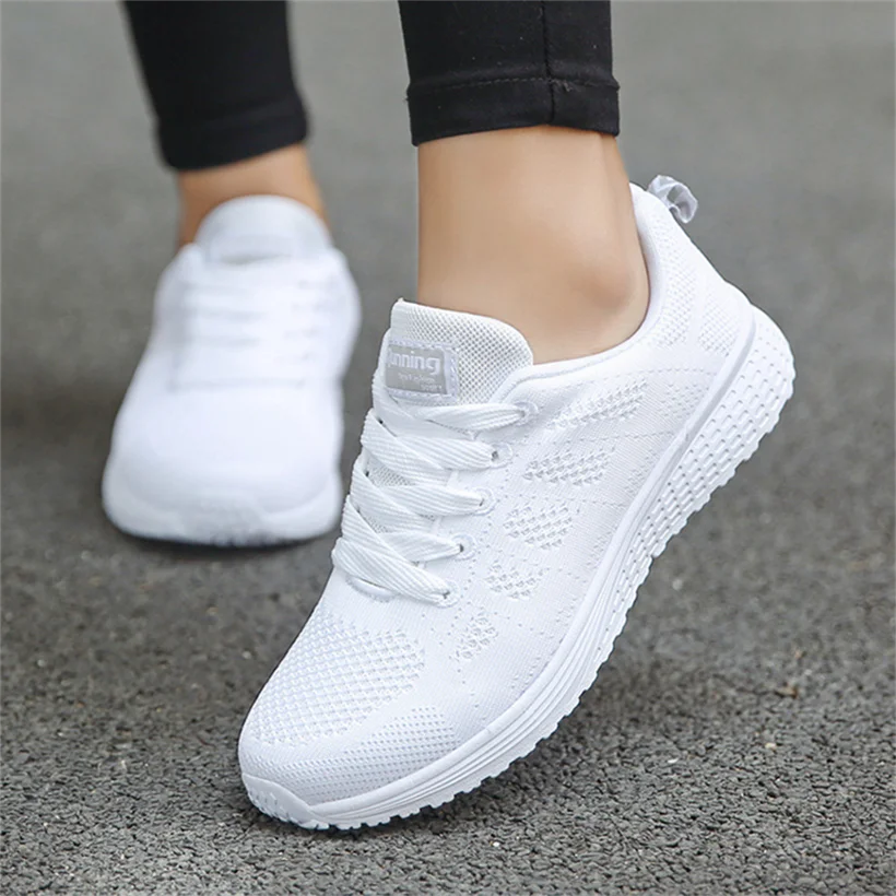 2023 Women Fashion Shoes Breathable Walking Mesh Flat Shoes Woman White Sneakers Casual Tenis Feminino Female Shoes