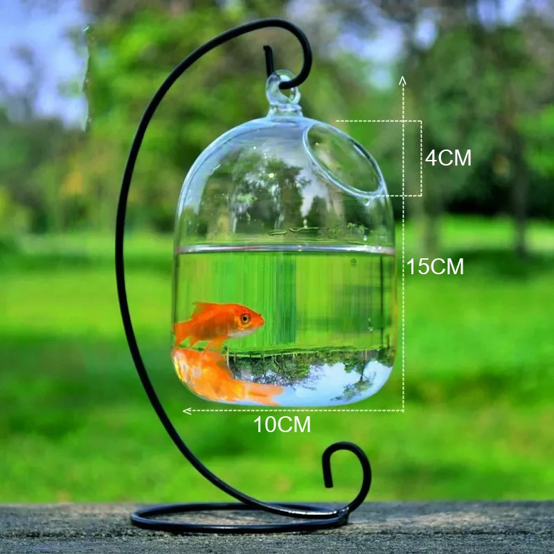 

Clear Hanging Glass Aquarium Fish Bowl Fish Tank Flower Plant Vase Holder Home Transparent Hanging Glass Creative Decoration