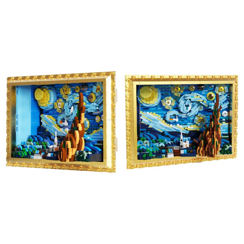 

City Artist Famous Painting Assemblies Building Block Friends Starry Night Novelty and Quirky Home Decoration Bricks Toy for Kid