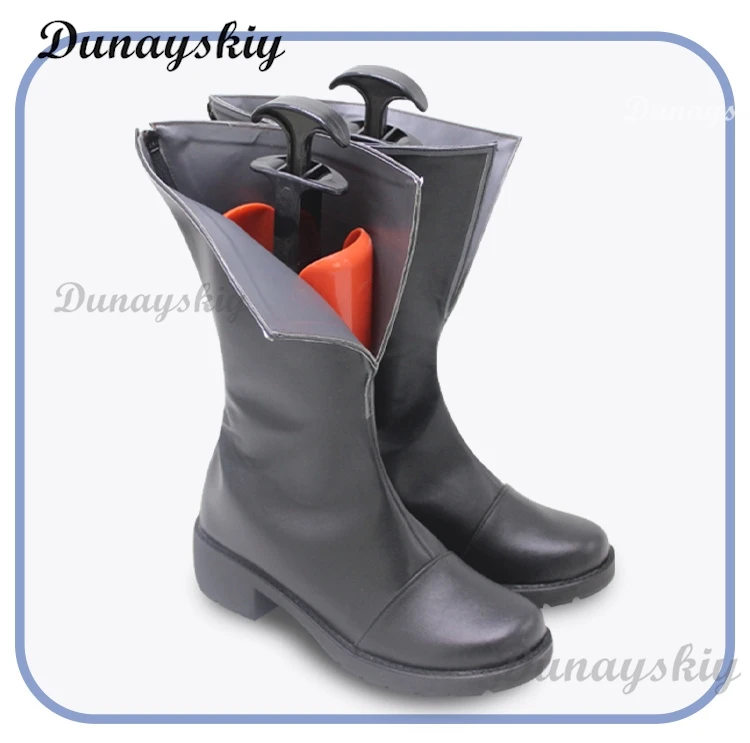 Черные туфли для косплея Suletta Mercury искусственная кожа изготовленные на заказ