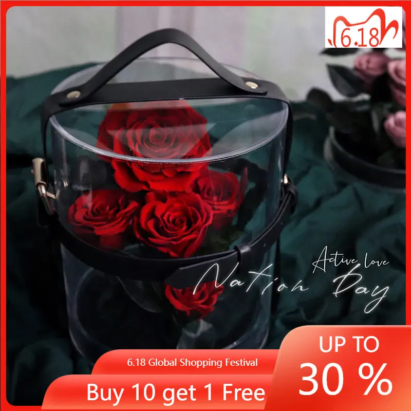 

Настоящие цветы, вечный цветок, секретный сад, акриловая коробка для цветов, сохраненный цветок, Подарочная коробка, красная роза, подарок