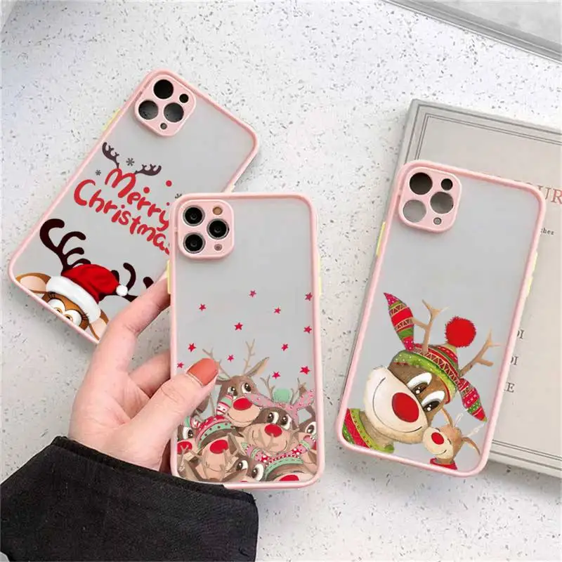 

Merry christmas santa elk snowflake gift Phone Case matte transparent For iphone 11 12 13 7 8 plus mini x xs xr pro max cover