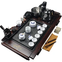 solid wood tea tray integrated kung fu tea teaware set home living room tea table automatic set purple sand porcelain tea