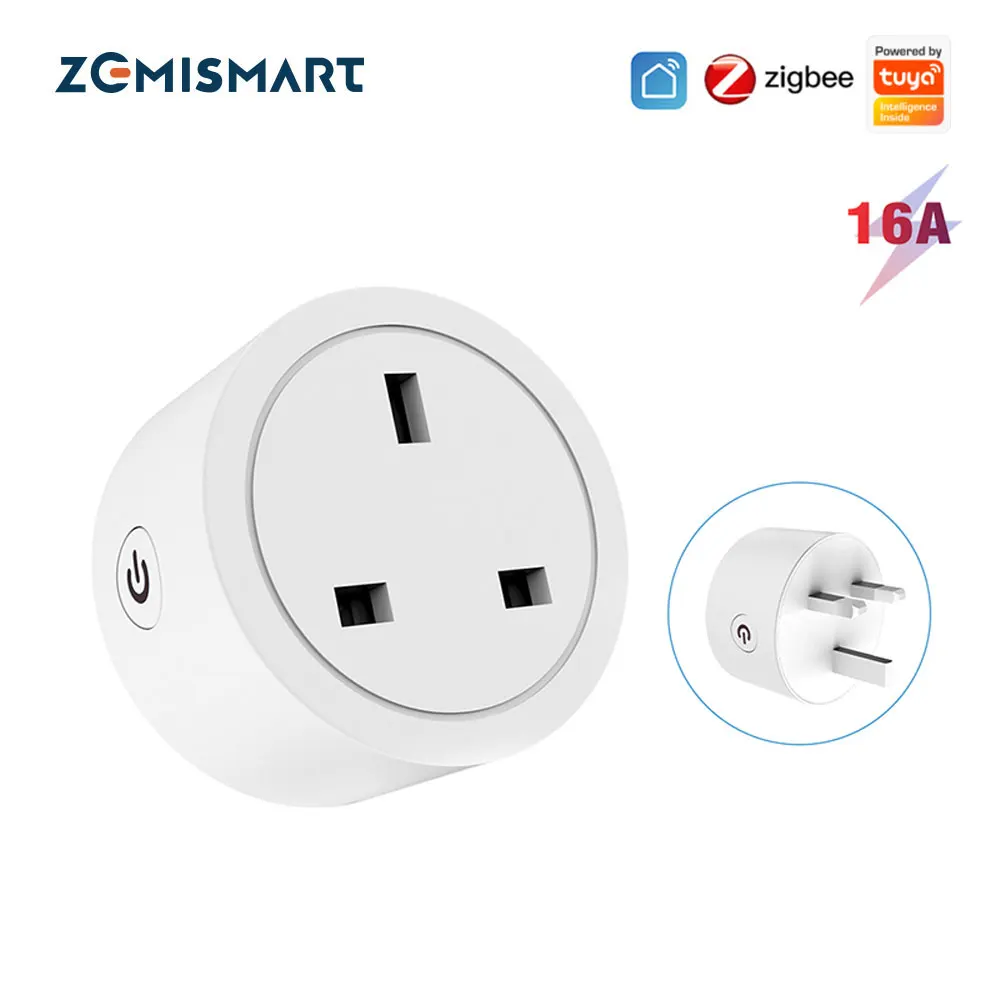 

Zemismart Tuya Zigbee UK Plug 16A Smart Socket with Energy Monitor Function Alexa Google Home Voice Control Zigbee Mesh Outlet