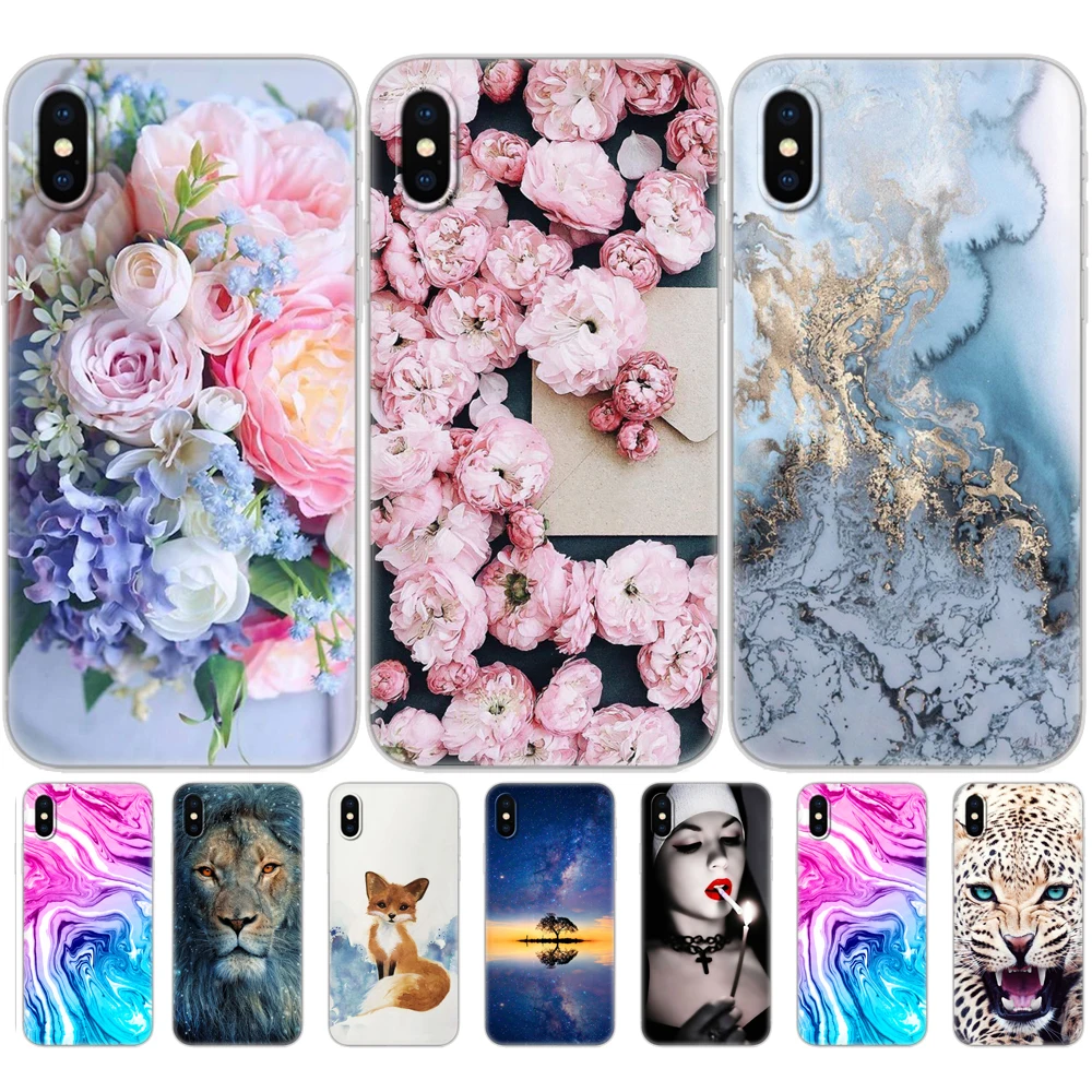 Cases For iphone X XS XR silicon phone back Case for iphone xs max coque etui bumper back cover full 360 protective animal cat