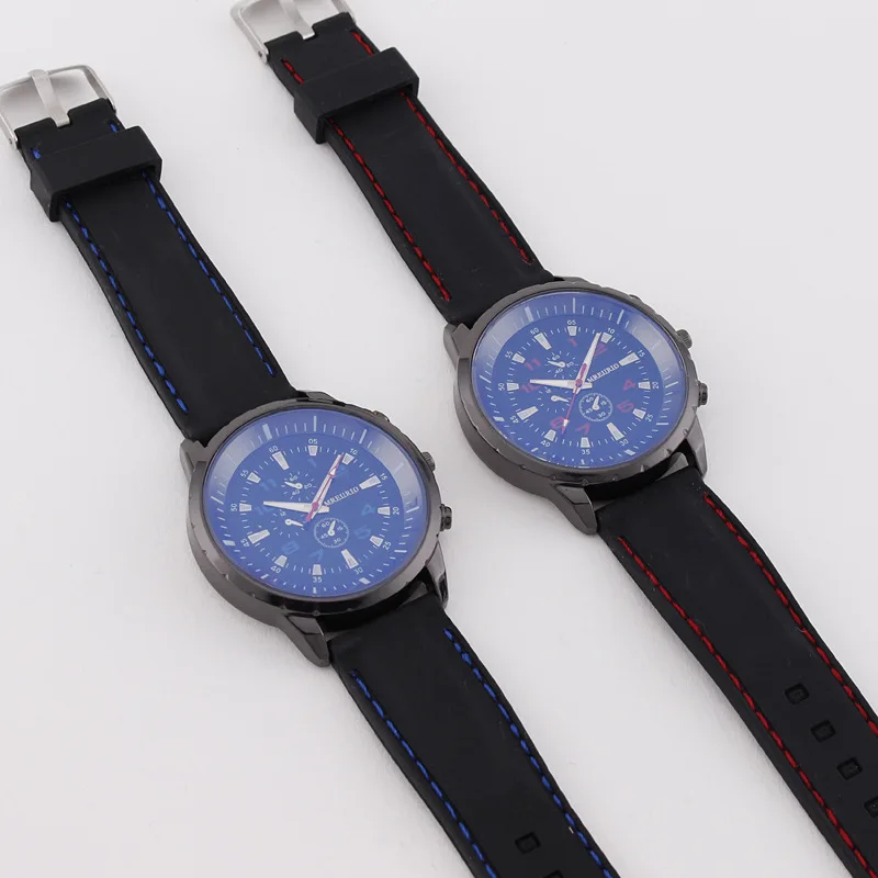 Спортивный большой циферблат силиконовая лента с тремя глазами мужские часы