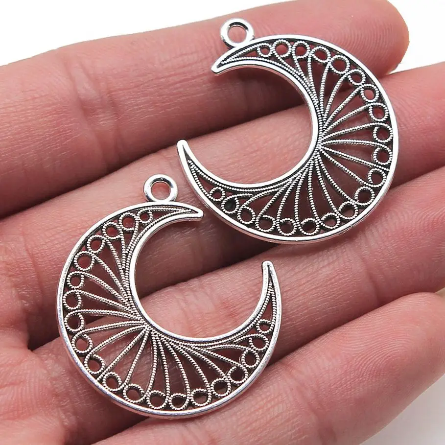 

8pcs 33x30mm New Fashipn Zinc Alloy Silver Bronze Color Moon Chrams Metal Alloy Pendant Charms DIY Jewelry Making Findings