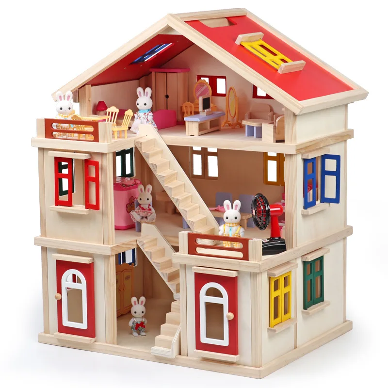 

Factory Direct Supply Wooden Children Role Pretend Play House Toy Furniture Doll House Toys