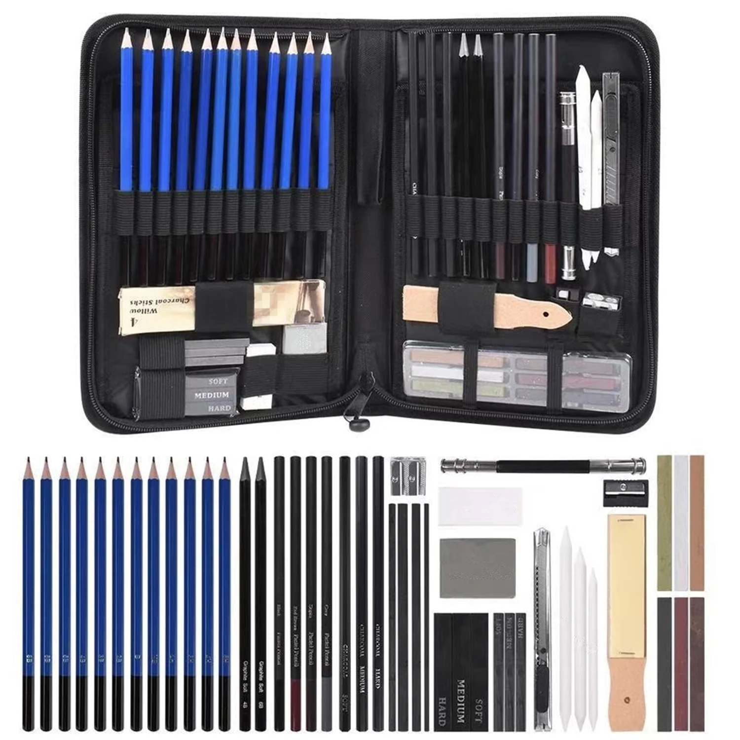 

48 pcs Drawing Pencils Kit Sketch Set,Artists Sketching Pencil Set for Adults Kids Teens Art Supplies Include Charcoal