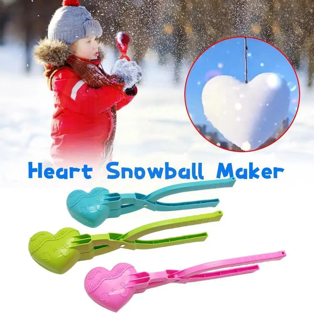 

1pc Outdoor Winter Heart Snowball Clip Maker Sand Mold Snowball Playing Tongs Tools Outdoor Kids Fights F8b6