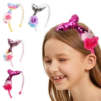 new mermaid sequins headband hair accessories hair hoop baby girls cute hairband hairband children sweet headband kids headwear