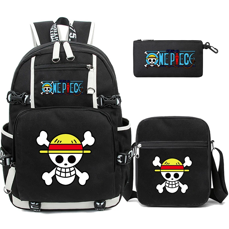 

3Pcs/set Anime One Piece Big Capacity Backpack Monkey D. Luffy Teenagers Student Schoolbag Boy Girl Rucksacks Back To School