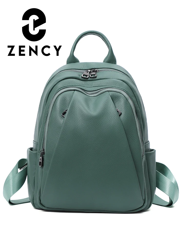 Zency Fashion Girls Women High Quality A4 Backpack 2023 Genuine Leather Bag Large Capacity Shopper School Students Travel Bags