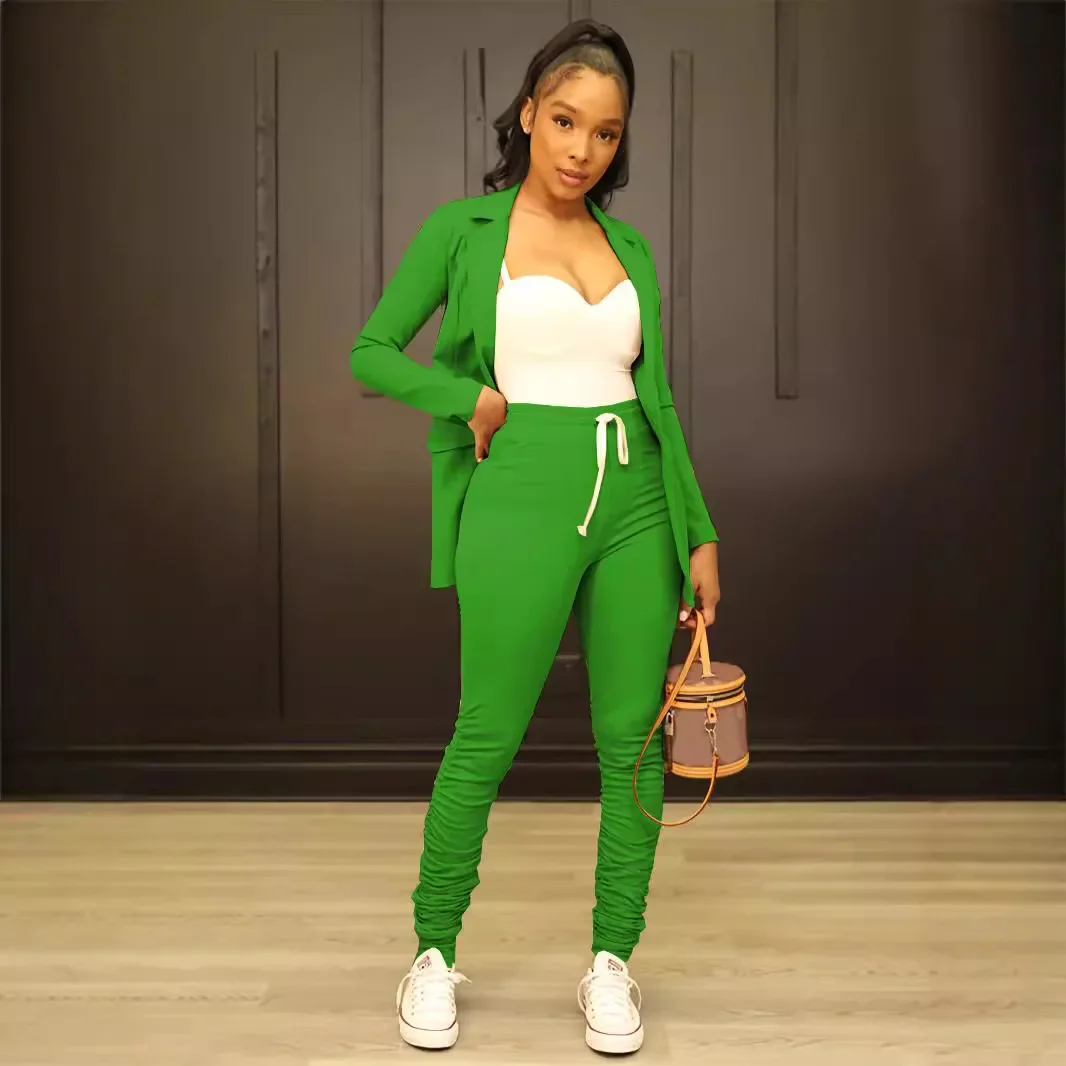 TW501 Женский блейзер повседневные брюки комплект из двух предметов офисный