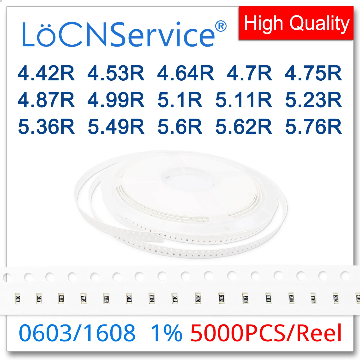 

LoCNService 0603 1% 5000PCS 4.42R 4.53R 4.64R 4.7R 4.75R 4.87R 4.99R 5.1R 5.11R 5.23R 5.36R 5.49R 5.6R 5.62R 5.76R 1608 Resistor