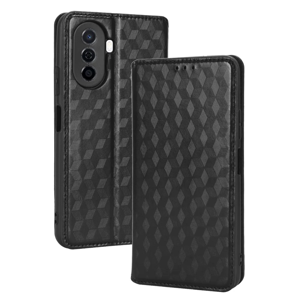 Откидной кожаный чехол для Huawei nova Y70 Plus Магнитный с трехмерным рисунком защита от