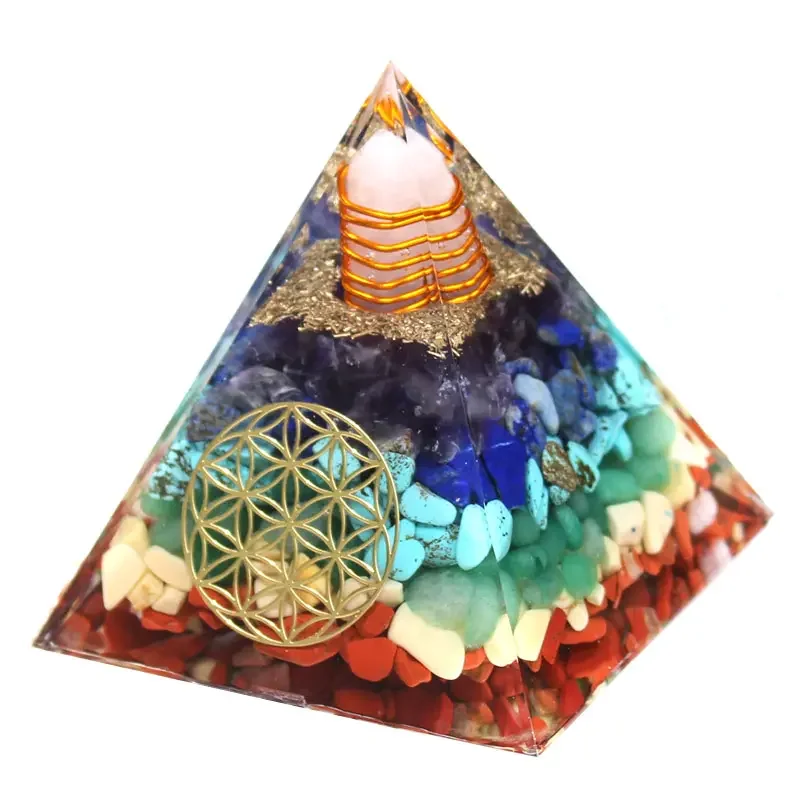 

Кристаллы Orgone, пирамида высокой мощности, защита, медная катушка Nubian Multi Seven, кристалл чакры, разобранная пирамида, единица, одна штука