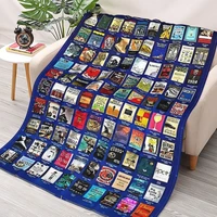 100 books must reads throws blankets collage flannel ultra soft warm picnic blanket bedspread on the bed