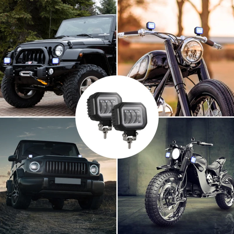 

2pcs Motorcycle Car Light 3.5 Inch Square 30W LED Work Light Bar Spot Pods Driving Fog Off Road 4WD Motocycle Truck Driving