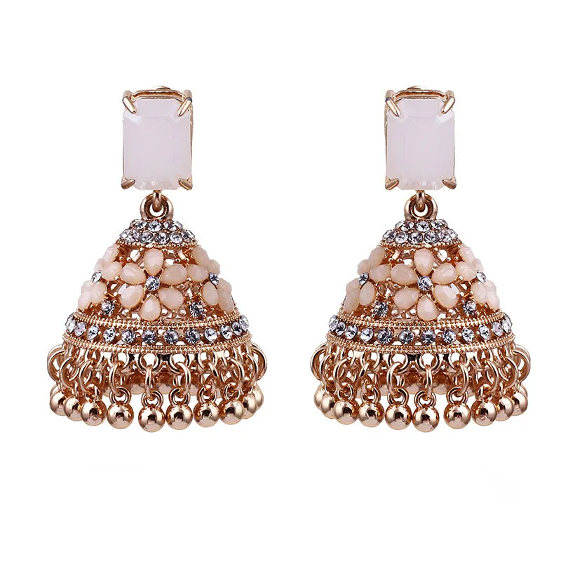 

Ins Indian Rose Gold Bridal Wedding Piercing Earrings Vintage Trendy Women Party Jewelry
