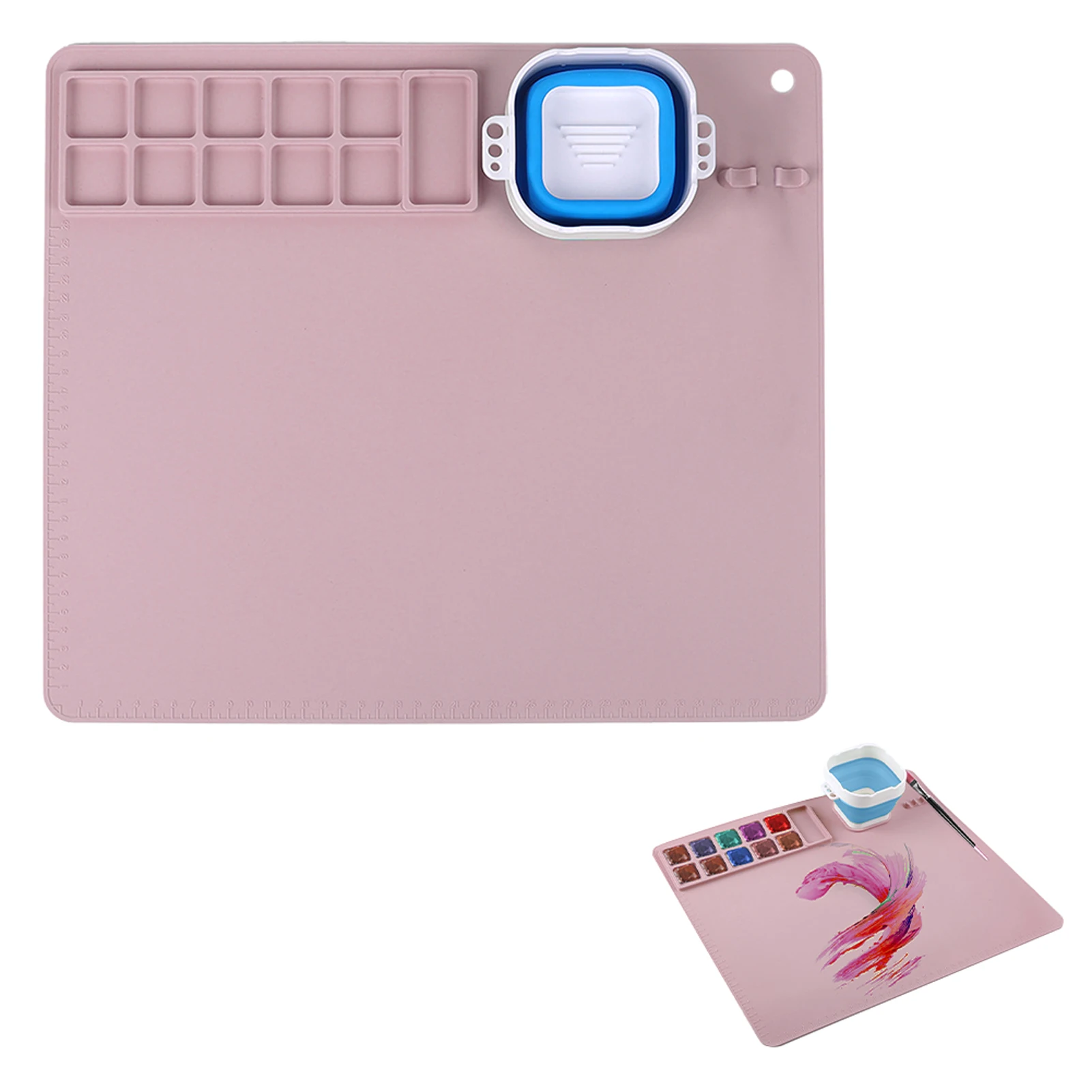 

Palette Resin Casting DIY Projects Non Stick Silicone Craft Mat Watercolor Sheet Soft For Painting Reusable With Cleaning Cup