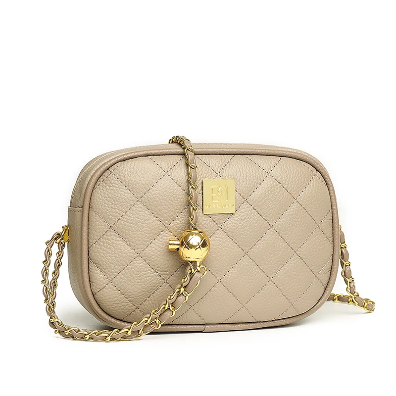 Genuine Leather Plaid Women's Small Crossbody Bag Lightweight Chain  Messenger Bag Handbag Purse Summer Travel Bag for Female