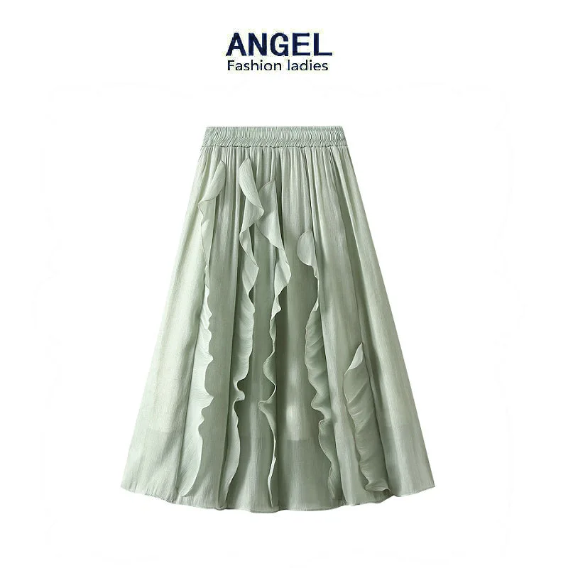 

High Quality 2023 Elegant Women Clothes Female Irregular Flounces Style Skirt Spring Summer High Waist Long Dress Traf Y2k