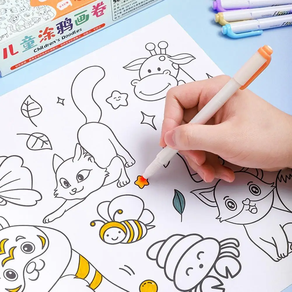

Children Coloring Paper Graffiti Scroll Coloring Painting Paper Christmas Set Roll Drawing Toys Educational Montessori material