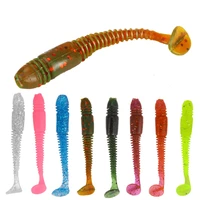 worm fishing lures 1g 5cm silicone threaded t tail soft bait fish and shrimp smell bionic soft bug bait wobblers swimbait tackle