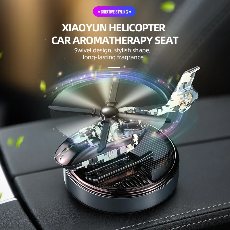 

Solar Car Air Freshener Automatic Rotation Dashboard Fragrance Camouflage Helicopter Essential Oil Diffuser Ornaments Accessory