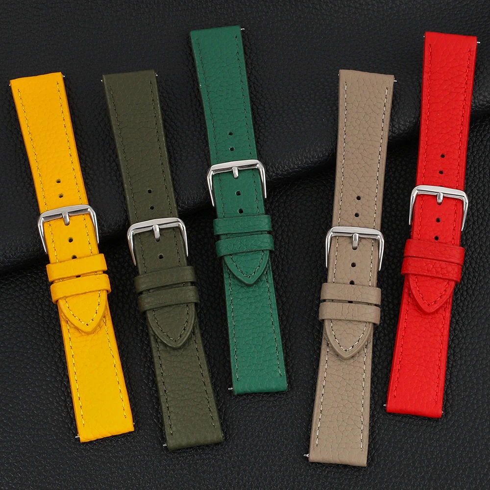 Кожаный ремешок с узором личи 16 мм 18 19 20 22 быстросъемный для часов женщин и мужчин