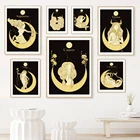 Черный и золотой Зодиак Лев Близнецы Дева Астрология скандинавский постер настенные художественные принты Холст Живопись Декор картины для гостиной